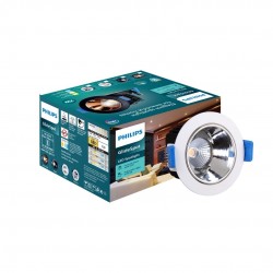 PHILIPS 7 Watt Chrome Reflector LED Ceiling COB Round Spot Light with Adjustable Tilt | Cut out: 67mm | Cool White, Pack of 1 (Glide Spot)