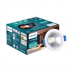 PHILIPS 7 Watt Silver Reflector LED Ceiling COB Round Spot Light with Adjustable Tilt | Cut out: 67mm | Cool White, Pack of 1 (Glide Spot)