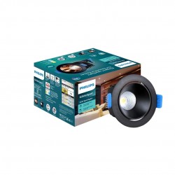 PHILIPS 7 Watt Black Reflector LED Ceiling COB Round Spot Light with Adjustable Tilt | Cut out: 67mm | Cool Day Light, Pack of 1 (Glide Spot)
