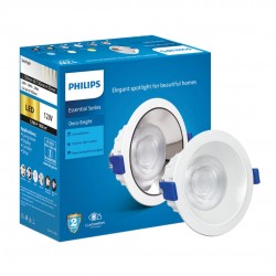 PHILIPS 12 Watt White Reflector LED Ceiling COB Round Spot Light with Focused Beam | Cut Out: 102mm | Cool Day Light Deco Bright