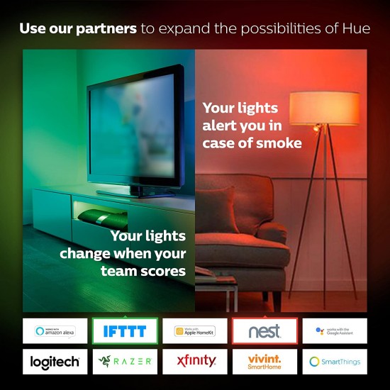 PHILIPS Hue Ambiance A19 60W LED Equivalent Smart Bulb Starter Kit Compatible with Amazon Alexa, Apple Home Kit and Google Assistant (Multicolour) - 4 PHILIPS Hue Ambiance A19 60W LED Equivalent Smart Bulb Starter Kit Compatible with Amazon Alexa, Apple Home Kit and Google Assistant (Multicolour) - 4