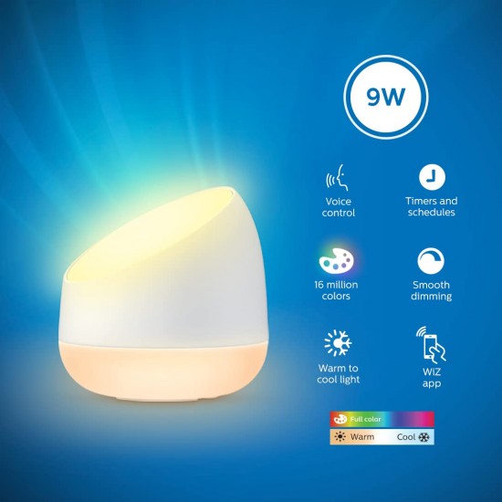 PHILIPS Wiz Connected Squire Multicolor Bedside Light for Home | Color Changing Wi-Fi Table Lamp | 9-Watt, 16 Million Colors PHILIPS Wiz Connected Squire Multicolor Bedside Light for Home | Color Changing Wi-Fi Table Lamp | 9-Watt, 16 Million Colors