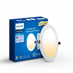PHILIPS Ultra Glow 10-watt Round LED Downlighter | 3 Colors in 1 Recessed LED Downlight | LED Ceiling Light for Home and Hall | Cut Out: 4 inch, Color: Tunable White