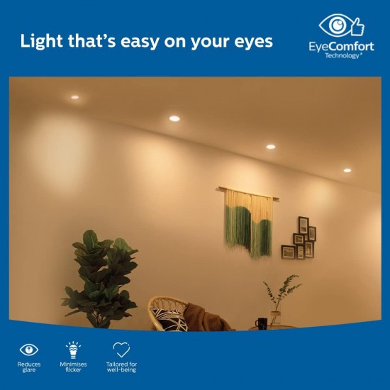 PHILIPS Ultra Glow 10-watt Round LED Downlighter | 3 Colors in 1 Recessed LED Downlight | LED Ceiling Light for Home and Hall | Cut Out: 4 inch, Color: Tunable White PHILIPS Ultra Glow 10-watt Round LED Downlighter | 3 Colors in 1 Recessed LED Downlight | LED Ceiling Light for Home and Hall | Cut Out: 4 inch, Color: Tunable White
