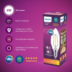 PHILIPS 4-watt Filament Candle LED Bulb | Filament Candle Bulb Home & Decoration
