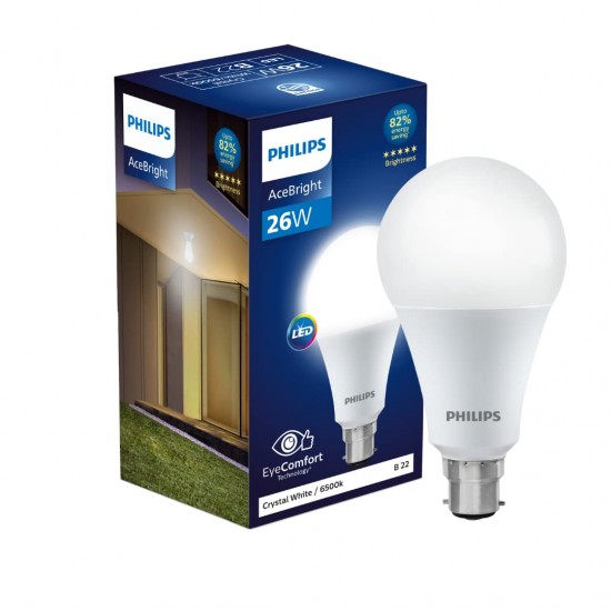 PHILIPS 26-watt LED Bulb |AceBright High Wattage LED Bulb|Base: B22 Light Bulb for Home | Crystal White PHILIPS 26-watt LED Bulb |AceBright High Wattage LED Bulb|Base: B22 Light Bulb for Home | Crystal White