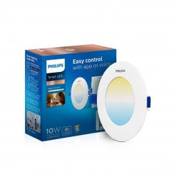 PHILIPS Smart Wi-Fi LED Downlighter 10-Watt Round Wiz Connected Compatible with Amazon Alexa and Google Assistant (Warm White/White + Dimmable)