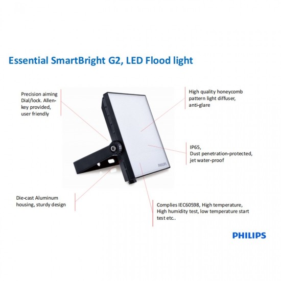 Philips 10W Smartbright Slim Led Flood Light, Warm White (BVP131) Philips 10W Smartbright Slim Led Flood Light, Warm White (BVP131)