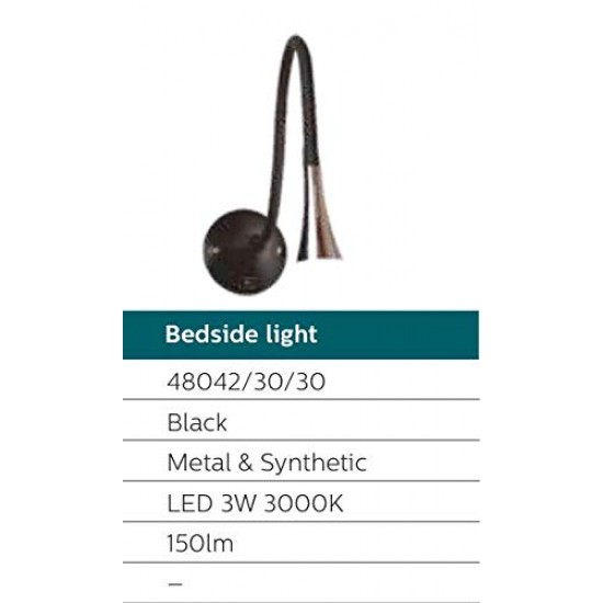 PHILIPS Metal and Synthetic LED Bedside Light (Black) PHILIPS Metal and Synthetic LED Bedside Light (Black)