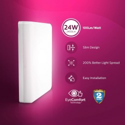 Philips Rimless Full Glow 24-watt Square LED Surface Downlighter | Surface LED Downlight for Ceiling  (Cool Day light)