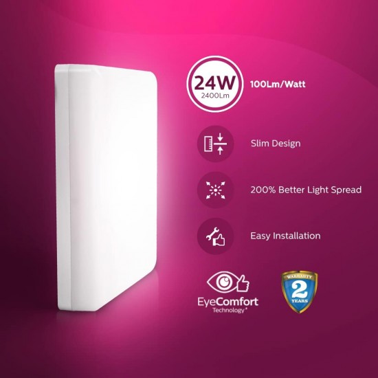 Philips Rimless Full Glow 24-watt Square LED Surface Downlighter | Surface LED Downlight for Ceiling (Cool Day light) Philips Rimless Full Glow 24-watt Square LED Surface Downlighter | Surface LED Downlight for Ceiling (Cool Day light)