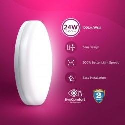 Philips Rimless Full Glow 24-watt Round LED Surface Downlighter | Surface LED Downlight for Ceiling (Cool Day Light)