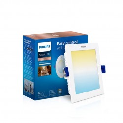 PHILIPS Smart Wi-Fi LED Downlighter 5-Watt Square Wiz Connected Compatible with Amazon Alexa and Google Assistant (Warm White/White + Dimmable)