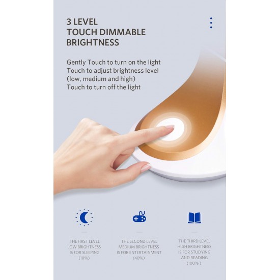 OPPLE 5W Led Desk Lamp, Flicker Table Lamp, Study Lamps, Rechargable & Long Battery Backup, 3 Levels Brightness Mode, Touch Control (Pack of 1, Polycarbonate) OPPLE 5W Led Desk Lamp, Flicker Table Lamp, Study Lamps, Rechargable & Long Battery Backup, 3 Levels Brightness Mode, Touch Control (Pack of 1, Polycarbonate)