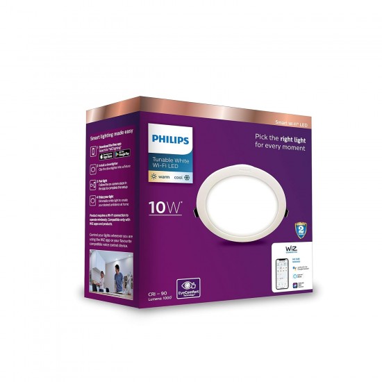 Philips 10-Watt Smart Wi-Fi Led Ceiling Lamp Downlighter Wiz Connected (Shades of White + Dimmable + Pre-Set Modes) (Compatible with Amazon Alexa and Google Assistant) Philips 10-Watt Smart Wi-Fi Led Ceiling Lamp Downlighter Wiz Connected (Shades of White + Dimmable + Pre-Set Modes) (Compatible with Amazon Alexa and Google Assistant)