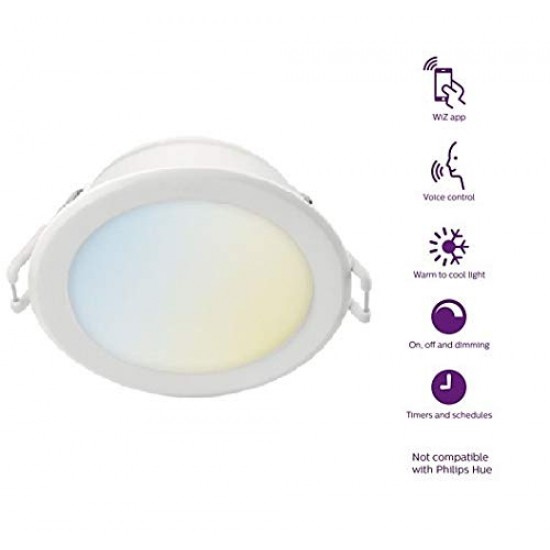 Philips 10-Watt Smart Wi-Fi Led Ceiling Lamp Downlighter Wiz Connected (Shades of White + Dimmable + Pre-Set Modes) (Compatible with Amazon Alexa and Google Assistant) Philips 10-Watt Smart Wi-Fi Led Ceiling Lamp Downlighter Wiz Connected (Shades of White + Dimmable + Pre-Set Modes) (Compatible with Amazon Alexa and Google Assistant)