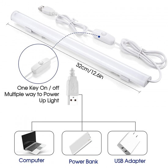 OPPLE Polycarbonate Led Under Cabinet Light, 1Ft Usb Plug In Led Batten Light With 5Ft Cable & Switch Controller OPPLE Polycarbonate Led Under Cabinet Light, 1Ft Usb Plug In Led Batten Light With 5Ft Cable & Switch Controller