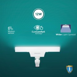 PHILIPS B22 Motion Sensor 12W LED T-Bulb, Crystal White (929003127813)