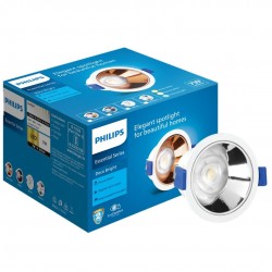 PHILIPS 7 Watt Chrome Reflector LED Ceiling COB Round Spot Light with Focused Beam | Cut out: 75mm | Cool Day Light (Deco Bright)
