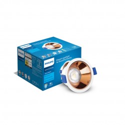 PHILIPS 7 Watt Rose Gold Reflector LED Ceiling COB Round Spot Light with Focused Beam | Cut out: 75mm | Cool Day White (Deco Bright)