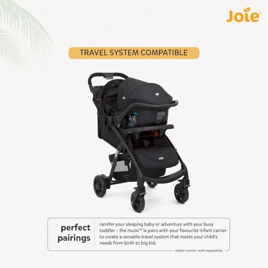Joie Muze Full Featured Baby Stroller - Compact Fold Baby Pram with 5-Point Harness, Travel System Compatible, Lie-Flat Recline and Suitable for Birth to 15kg/(Birth - 36 months) Joie Muze Full Featured Baby Stroller - Compact Fold Baby Pram with 5-Point Harness, Travel System Compatible, Lie-Flat Recline and Suitable for Birth to 15kg/(Birth - 36 months)