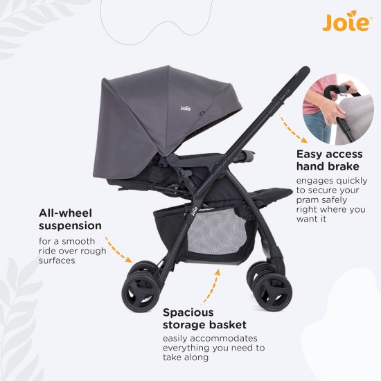 Joie Mirus Lightweight Baby Stroller-Pram with Reversible Handle, Hand Brake and One-Hand Fold, Buggy for Kids 0-2 Years(Upto 17.5 Kg), Ember, 1 Count(Pack of 1)(S1703Aaemb000), Black Joie Mirus Lightweight Baby Stroller-Pram with Reversible Handle, Hand Brake and One-Hand Fold, Buggy for Kids 0-2 Years(Upto 17.5 Kg), Ember, 1 Count(Pack of 1)(S1703Aaemb000), Black