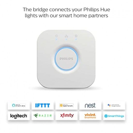 PHILIPS Hue Bridge for Hue Smart Lights, Compatible with Amazon Alexa, Apple Home Kit, and The Google Assistant (White) PHILIPS Hue Bridge for Hue Smart Lights, Compatible with Amazon Alexa, Apple Home Kit, and The Google Assistant (White)