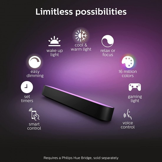 PHILIPS Hue Play White & Color Ambiance Smart LED Bar Light - Black (Pack of 2) PHILIPS Hue Play White & Color Ambiance Smart LED Bar Light - Black (Pack of 2)