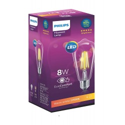Philips 8-Watt E27 LED Glass Bulb (ST64, Warm White)