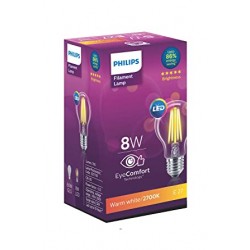 Philips 8-Watt E27 LED Glass Bulb (A60, Warm White)