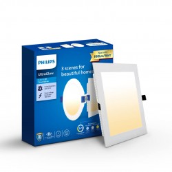 PHILIPS Ultra Glow 10-watt Square LED Downlighter | 3 Colors in 1 Recessed LED Downlight | LED Ceiling Light for Home and Hall | Cut Out: 4 inch, Color: Tunable White