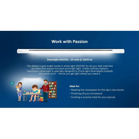 Philips TwinGlow 20-Watt +20-Watt LED Up-Down Batten Tubelight Philips TwinGlow 20-Watt +20-Watt LED Up-Down Batten Tubelight