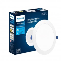 PHILIPS Astra Sleek 15-watt Round LED Downlighter | LED Ceiling Light for Home and Hall | Cut Out: 140 mm, Color: Cool Day Light