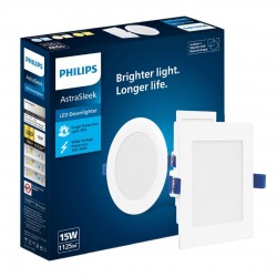 PHILIPS Astra Sleek 15-watt Square LED Downlighter | LED Ceiling Light for Home and Hall | Cut Out: 140 mm, Color: Cool Day Light