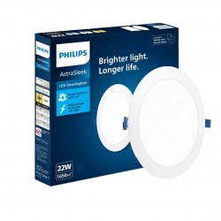 PHILIPS Astra Sleek 22-watt Round LED Downlighter | LED Ceiling Light for Home and Hall | Cut Out: 188 mm, Color: Cool Day Light