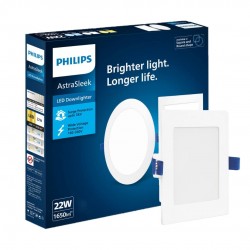 PHILIPS Astra Sleek 22-watt Square LED Downlighter | LED Ceiling Light for Home and Hall | Cut Out: 188 mm, Color: Cool Day Light