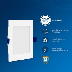PHILIPS Astra Sleek 22-watt Square LED Downlighter | LED Ceiling Light for Home and Hall | Cut Out: 188 mm, Color: Cool Day Light