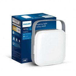 PHILIPS Ioniq 5W Portable Emergency Rechargeable LED Lantern | 3 Step Dimming Fast Charging Emergency Light for Power Cuts | Shape: Square , Colour: Grey