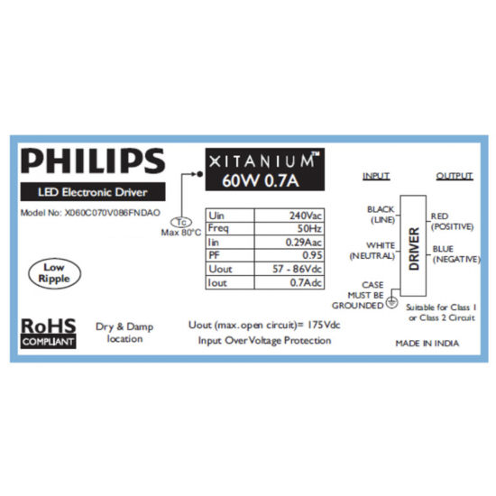 Philips Xitanium 60W 0.7A 440V OVP EESL LED Driver Philips Xitanium 60W 0.7A 440V OVP EESL LED Driver
