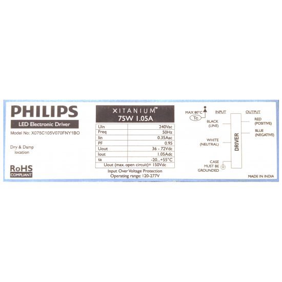 Philips Xitanium 75W 1.05A 240V LED Driver Philips Xitanium 75W 1.05A 240V LED Driver