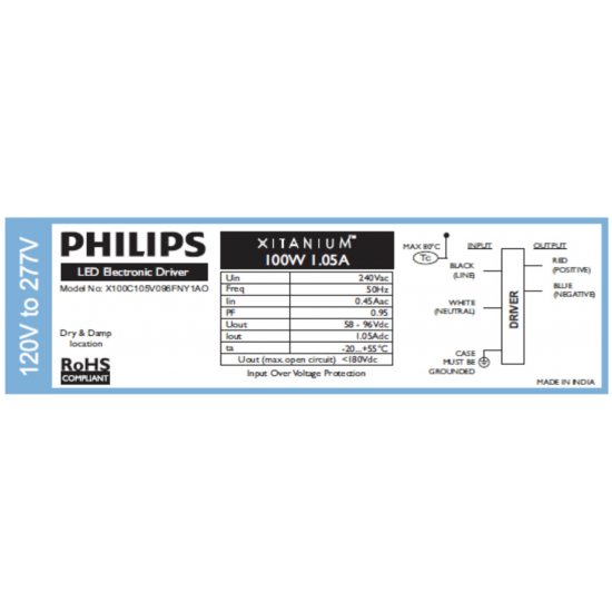Philips Xitanium 100W 1.05A 240V Y Driver Philips Xitanium 100W 1.05A 240V Y Driver