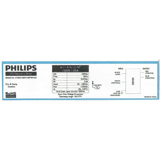 Philips Xitanium 150W 1.05A 240V Driver Philips Xitanium 150W 1.05A 240V Driver
