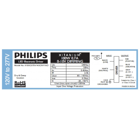 PHILIPS Xitanium 100W 0.7A 1-10V Dim LED Driver PHILIPS Xitanium 100W 0.7A 1-10V Dim LED Driver