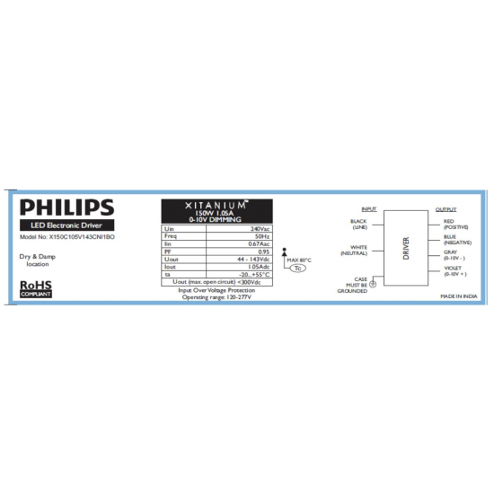 PHILIPS Xitanium 150W 1.05A 1-10V Dim PLS LED Driver PHILIPS Xitanium 150W 1.05A 1-10V Dim PLS LED Driver