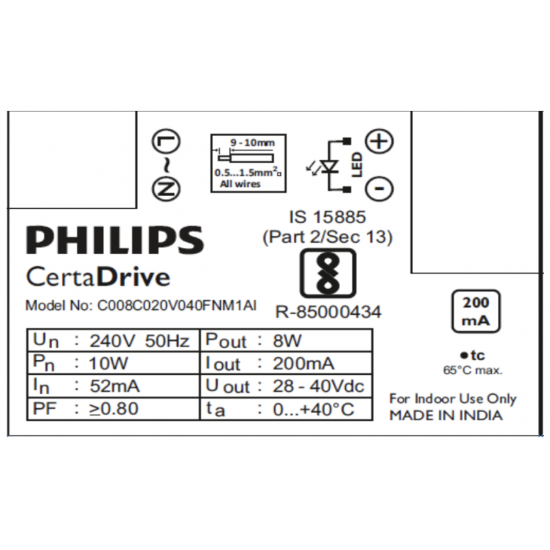 Philips CertaDrive 8W 0.2A 240V - 929001413606 Philips CertaDrive 8W 0.2A 240V - 929001413606