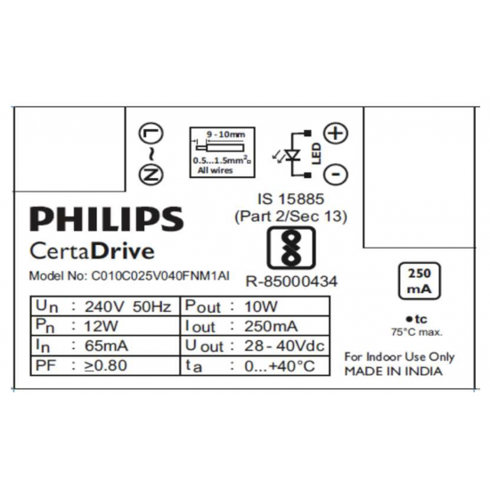 PHILIPS CertaDrive 10W 0.25A 240V - 929001413806 PHILIPS CertaDrive 10W 0.25A 240V - 929001413806