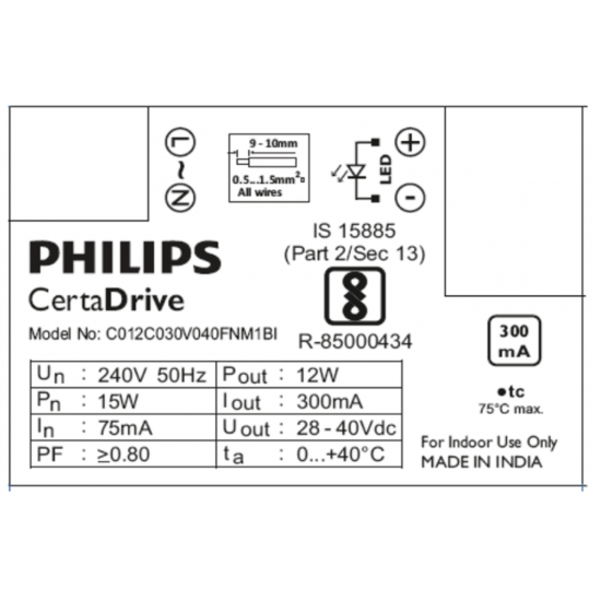 Philips CertaDrive 12W 300mA 240V - 929000959414 Philips CertaDrive 12W 300mA 240V - 929000959414
