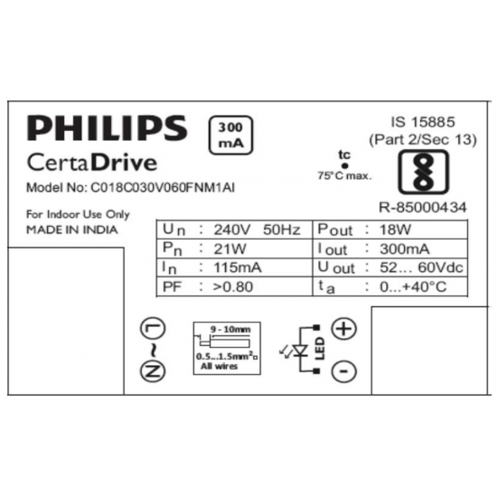 Philips CertaDrive 18W 0.3A 240V - 929001413406 Philips CertaDrive 18W 0.3A 240V - 929001413406
