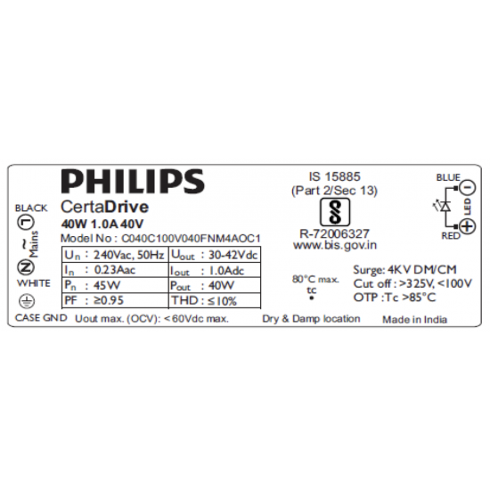 Philips CertaDrive 40W 1A 40V - 929003423606 Philips CertaDrive 40W 1A 40V - 929003423606