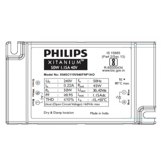 Philips Xitanium Driver 50W 1.15A 40V - 929003411906 Philips Xitanium Driver 50W 1.15A 40V - 929003411906